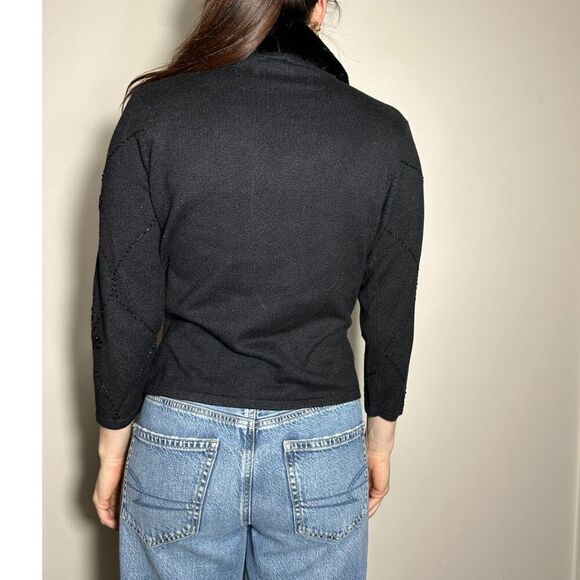 Vintage y2k cache gorgeous beaded velvet collar button up cardigain size large - Picture 2 of 3